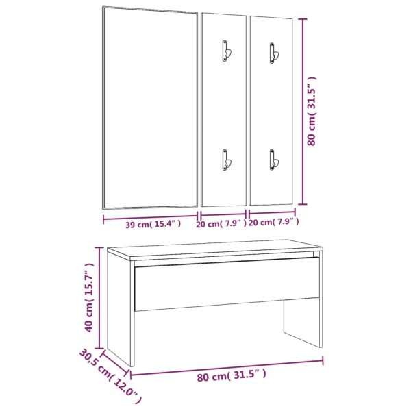 Hallway Furniture Set Engineered Wood – Smoked Oak