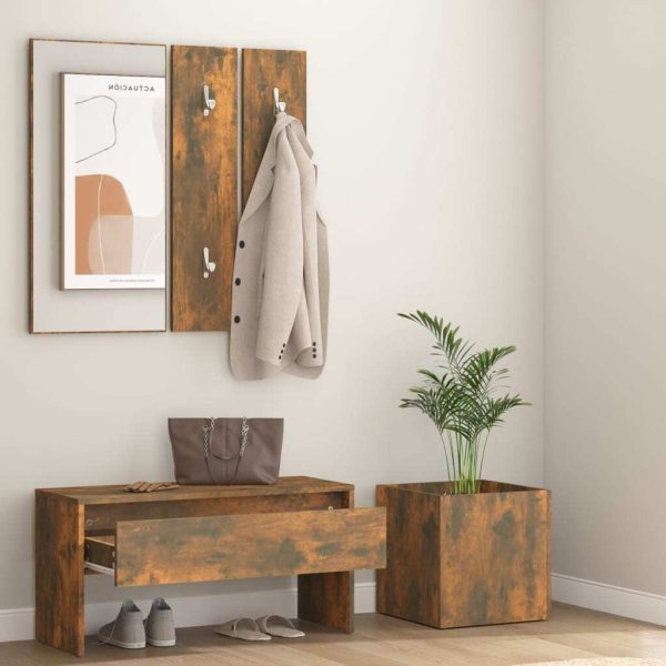 Hallway Furniture Set Engineered Wood – Smoked Oak