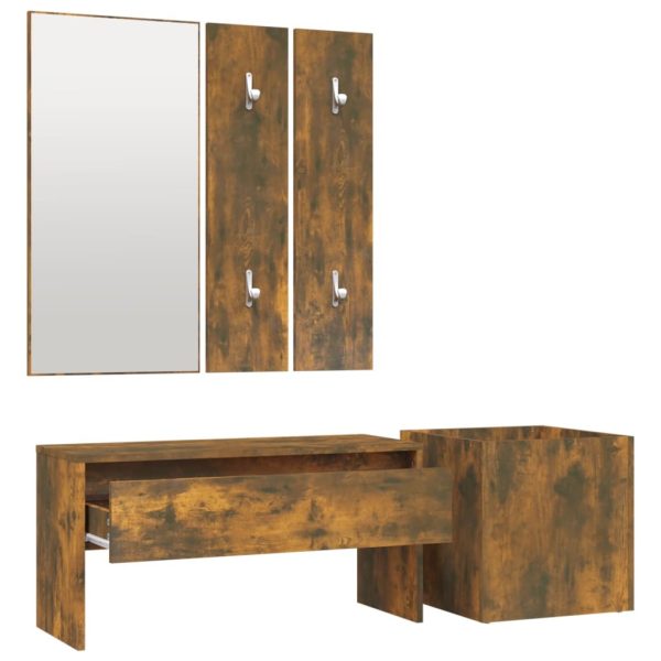 Hallway Furniture Set Engineered Wood – Smoked Oak
