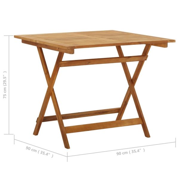 Folding Garden Table 90x90x75 cm Solid Acacia Wood