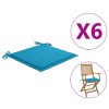 Garden Chair Cushions 6 pcs Blue 40x40x3 cm Fabric