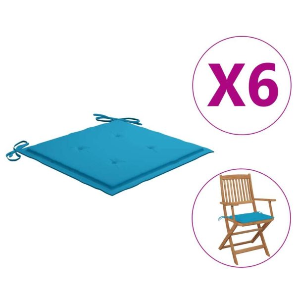 Garden Chair Cushions 6 pcs Blue 40x40x3 cm Fabric