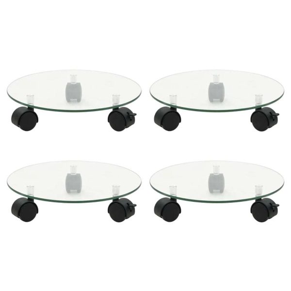 Plant Rollers 4 pcs 28 cm Tempered Glass Round