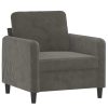 Hessle Sofa Chair with Footstool Dark Grey 60 cm Velvet