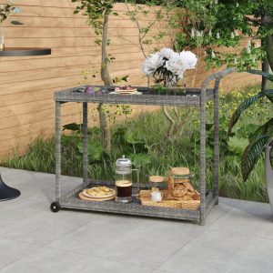 Bar Cart 100x45x83 cm Poly Rattan – Grey