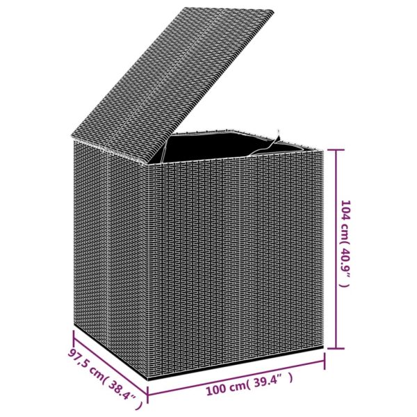 Garden Cushion Box PE Rattan 100×97.5×104 cm Grey
