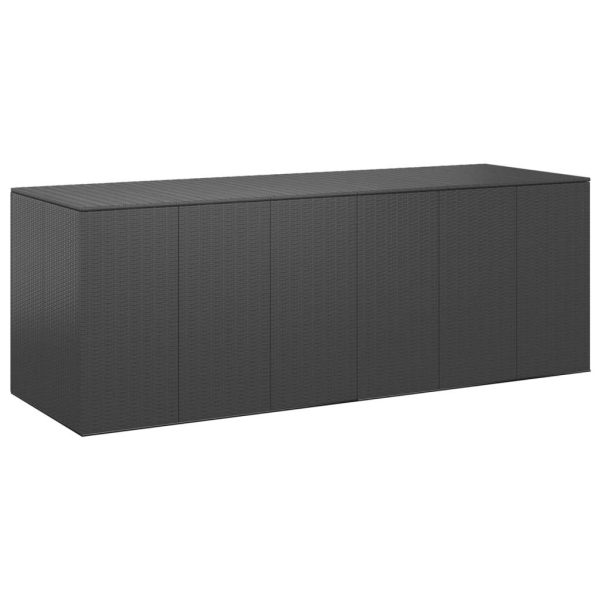 Garden Cushion Box PE Rattan 291×100.5×104 cm Black