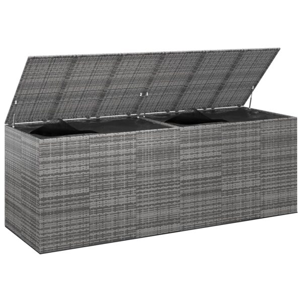 Garden Cushion Box PE Rattan 291×100.5×104 cm Grey