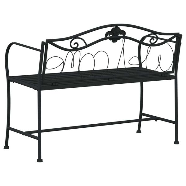 2-Seater Garden Bench 104 cm Black Steel