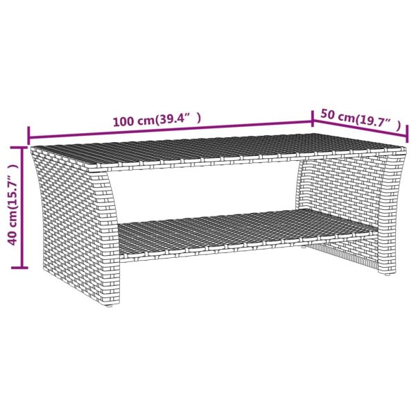 Coffee Table 100x50x40 cm Poly Rattan – Grey