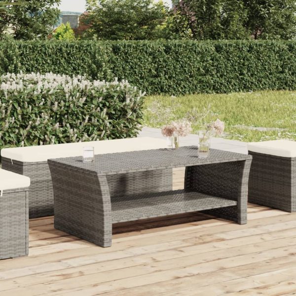 Coffee Table 100x50x40 cm Poly Rattan – Grey