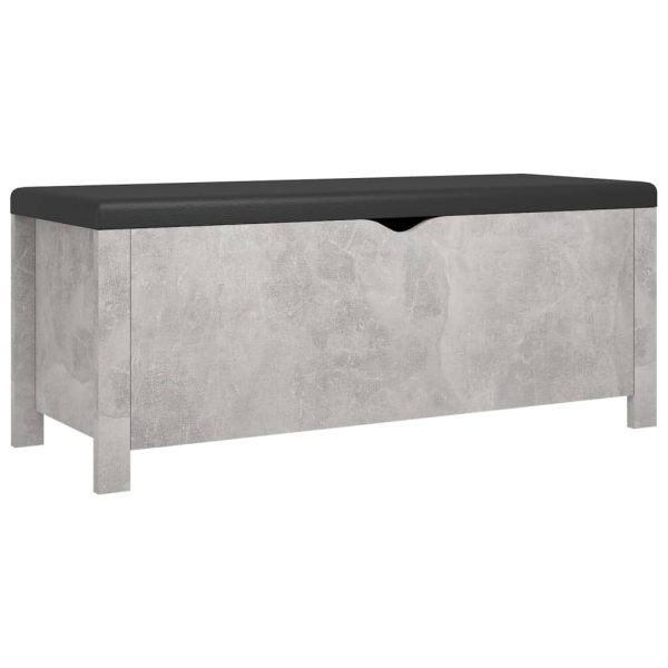 Storage Box with Cushion Concrete Grey 105x40x45 cm Chipboard