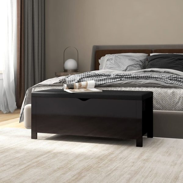 Storage Box with Cushion High Gloss Black 105x40x45 cm Chipboard