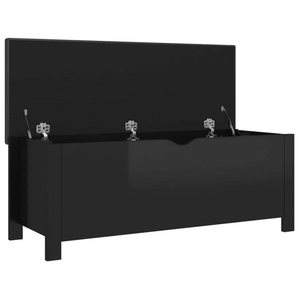 Storage Box with Cushion High Gloss Black 105x40x45 cm Chipboard