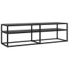 Bozeman TV Cabinet Transparent Tempered Glass – 140x40x40.5 cm, Black