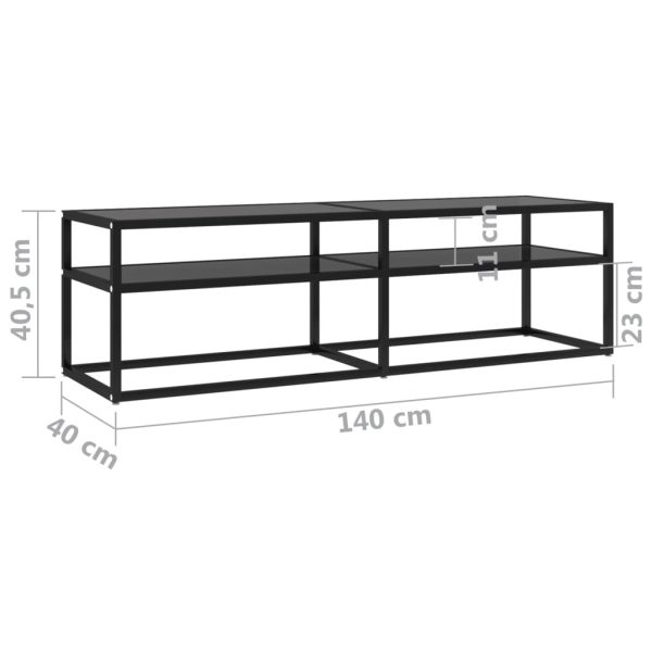 Bozeman TV Cabinet Transparent Tempered Glass – 140x40x40.5 cm, Black
