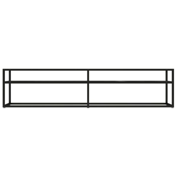 Bozeman TV Cabinet Transparent Tempered Glass – 180x40x40.5 cm, Black and Black Marble