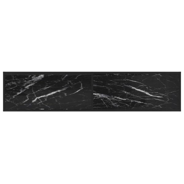 Bozeman TV Cabinet Transparent Tempered Glass – 180x40x40.5 cm, Black and Black Marble