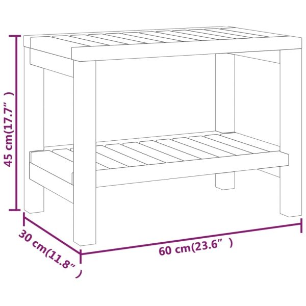 Shower Bench 60x30x45 cm Solid Wood Teak