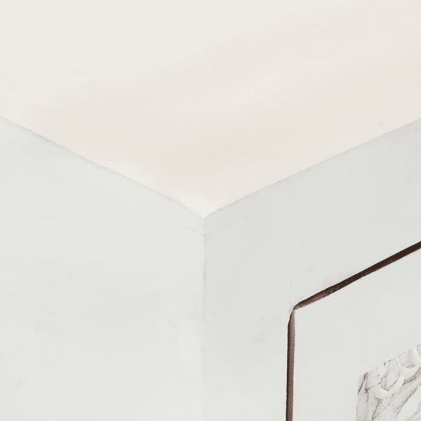 Sideboard White 55x30x90 cm Solid Wood Acacia