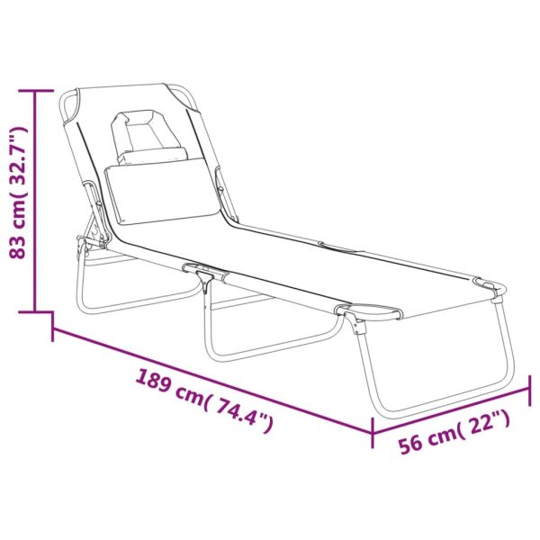 Folding Sun Lounger Oxford Fabric and Powder-coated Steel – Grey