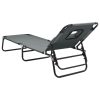 Folding Sun Lounger Oxford Fabric and Powder-coated Steel – Grey