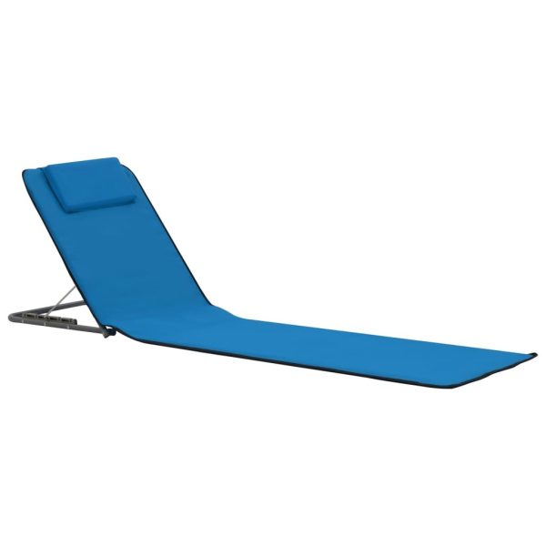 Folding Beach Mats 2 pcs Steel and Fabric – Blue