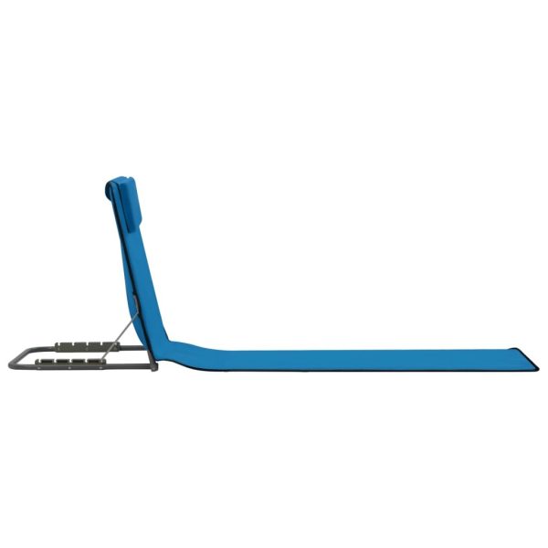 Folding Beach Mats 2 pcs Steel and Fabric – Blue