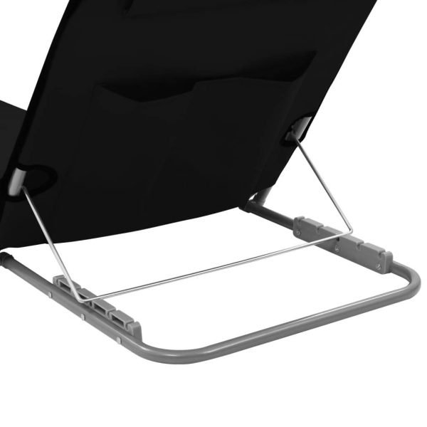 Folding Beach Mats 2 pcs Steel and Fabric – Black