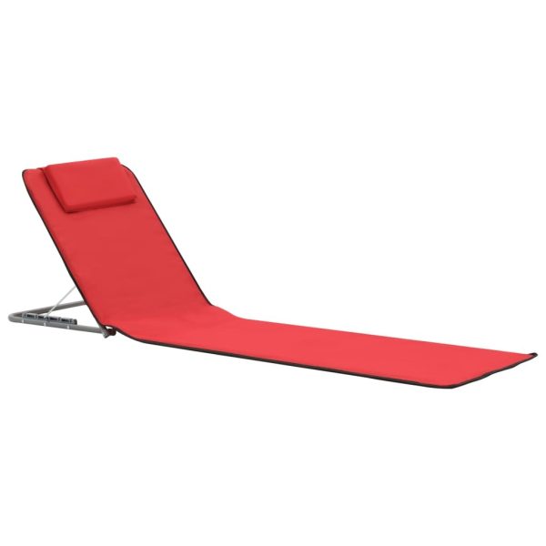 Folding Beach Mats 2 pcs Steel and Fabric – Red