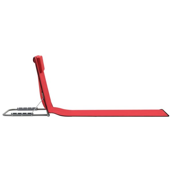Folding Beach Mats 2 pcs Steel and Fabric – Red