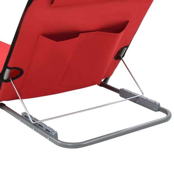 Folding Beach Mats 2 pcs Steel and Fabric – Red