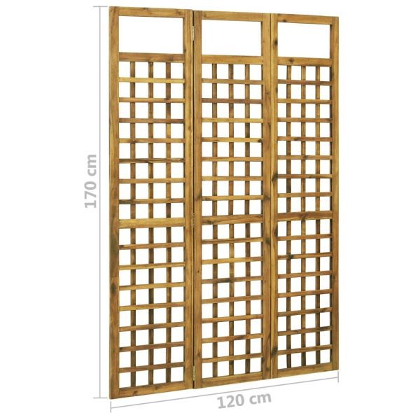 Hulton 3-Panel Room Divider/Trellis Solid Acacia Wood 120×170 cm