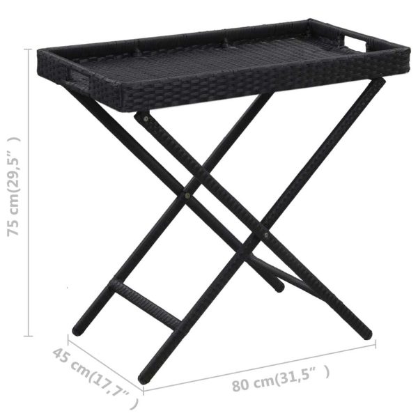 Folding Table Black 80x45x75 cm Poly Rattan