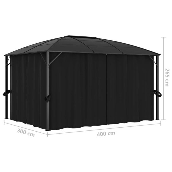 Gazebo with Curtains 400x300x265 cm Anthracite