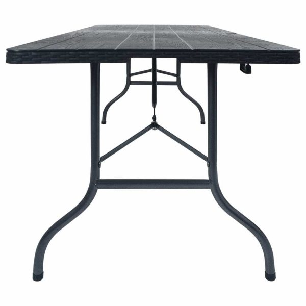 Folding Garden Table Black 180x75x72 cm HDPE Imitation Rattan