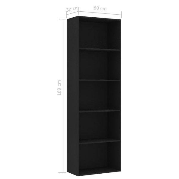 2-Tier Book Cabinet – 60x30x189 cm, Black