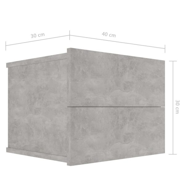 Costessey Bedside Cabinet 40x30x30 cm Engineered Wood – Concrete Grey, 1