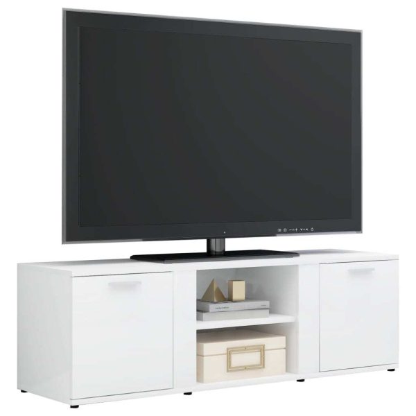 Cramlington TV Cabinet 120x34x37 cm Engineered Wood – High Gloss White