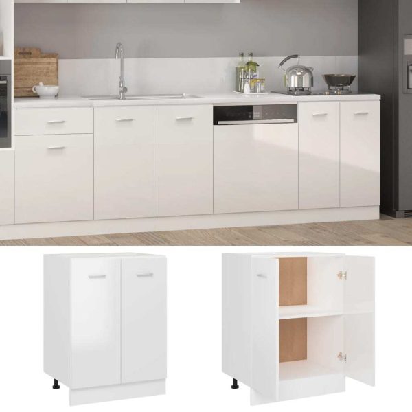 Bottom Cabinet High Gloss White 60x46x81.5 cm Engineered Wood