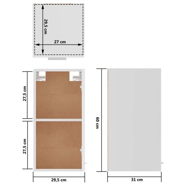 Hanging Cabinet High Gloss White 29.5x31x60 cm Chipboard