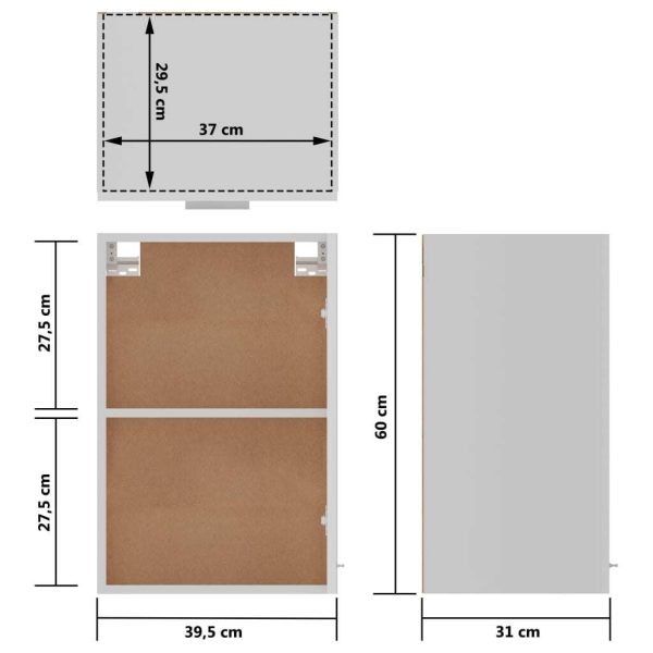 Hanging Cabinet High Gloss White 39.5x31x60 cm Engineered Wood