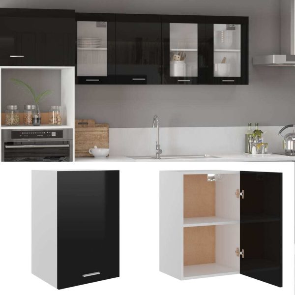 Hanging Cabinet High Gloss Black 39.5x31x60 cm Chipboard