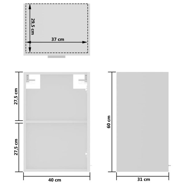 Hanging Glass Cabinet White 40x31x60 cm Chipboard