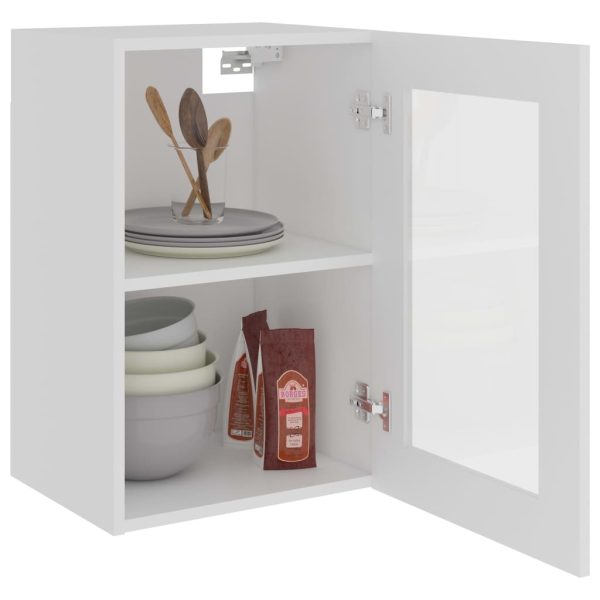 Hanging Glass Cabinet White 40x31x60 cm Chipboard