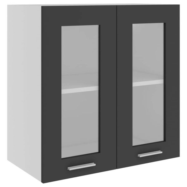 Hanging Glass Cabinet Grey 60x31x60 cm Chipboard