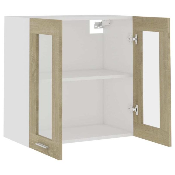 Hanging Glass Cabinet Sonoma Oak 60x31x60 cm Chipboard