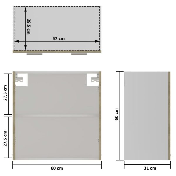 Hanging Glass Cabinet Sonoma Oak 60x31x60 cm Chipboard