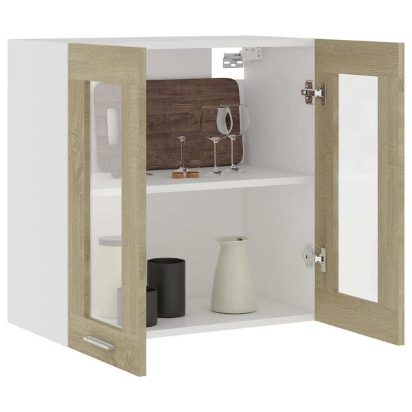 Hanging Glass Cabinet Sonoma Oak 60x31x60 cm Chipboard