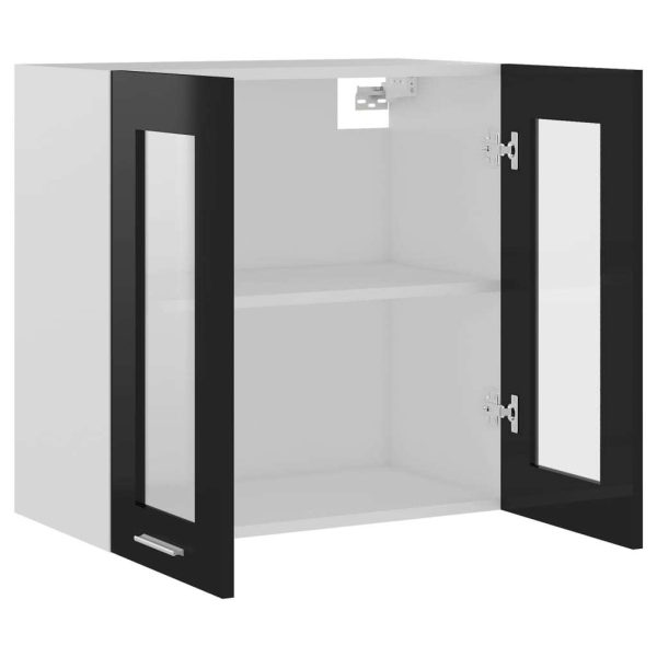 Hanging Glass Cabinet High Gloss Black 60x31x60 cm Chipboard